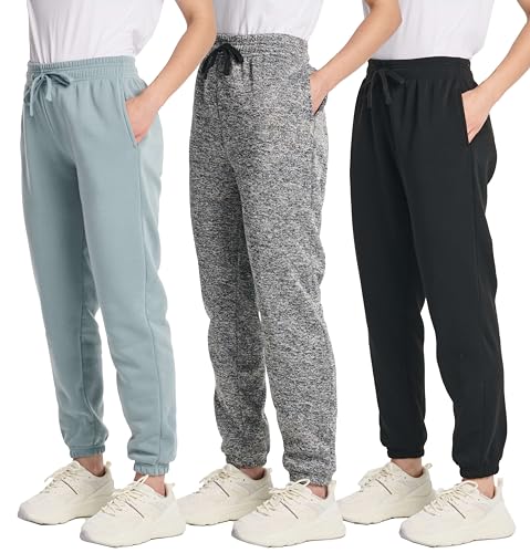 3 Pack: Women's Fleece Lined Jogger Sweatpants Women Womens Joggers Pants Sweat Warm Jogging Baggy Loungewear Pj Athletic White Gym Jogger Woman Gray Ladies Pans Para Mujer Pajama, Set 7, M