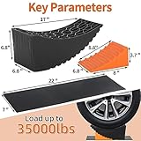 OULEME Curved Leveling Blocks, Raised Tire Change Ramp, for RV Camper Travel Trailer, Fits Dual Axle Tandem Wheel Aid Changing, Lift up to 6", Comes with Chock and Rubber Mat (2 Pack)