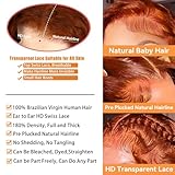 30 Inch Reddish Brown Lace Front Wigs Human Hair 200 Density 13x6 Body Wave HD Lace Frontal Wigs Human Hair Auburn Colored Lace Front Wigs Human Hair Pre Plucked with Baby Hair for Women