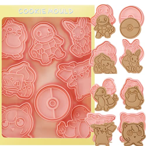 Orapink Cookie Cutter-8 Plastic Cookie Stamps-Cartoon Fun Cookie Mold，Children Baking Set