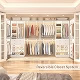 Besiost Closet System - 5FT Small Closet System with Drawers, 60" Closet Organizer System with Reversible Hanging Shelving, Closet Systems for Small/Walk-in Closets, White