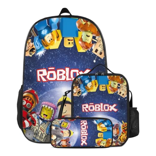 3pcs Cartoon Game Backpack Set Lightweight Large Capacity Travel Backpack for Gifts Style-2