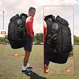 Fitdom Heavy Duty XL Soccer Mesh Equipment Ball Bag w/Adjustable Backpack Shoulder Strap Design for Coach. 2 Different Size Front Pockets for Sporting Accessories. Best for All Outdoor & Water Gears