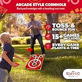 SWOOC Games - Coney Island Toss™ - Arcade Style Cornhole Board Set w/Carrying Case & 15+ Games - Corn Hole Games for Adults - Kids Bean Bag Toss Game - Kids Cornhole Set w/Bags - Outdoor Yard Games