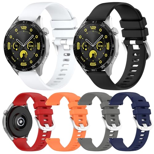 6Pcs Silicone Watch Bands Compatible with Huawei Watch GT4 41mm Smartwatch Band Strap Compatible with Garmin Venu 3S/Forerunner 265S Soft Replacement Wristband Sport Band Bracelet,Type4
