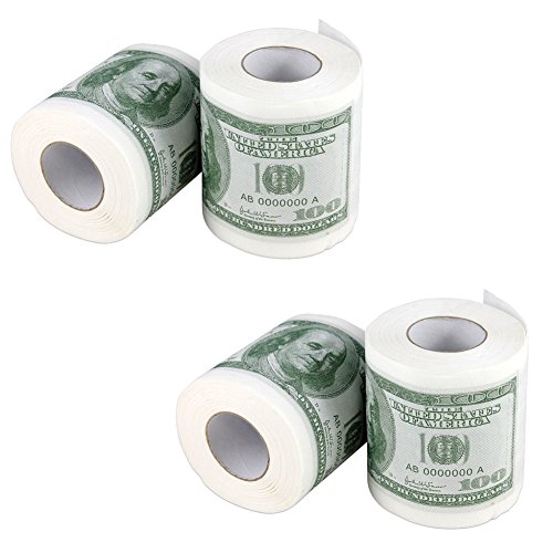 Forum Novelties Money Toilet Paper Rolls Bathroom Tissue Novelty 100 Dollar Bills-Pack of 4