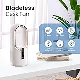 KONSIDEN Desk Fan Bladeless, 11.8 Inch Office Fan Small, Quiet, 3 Speed Adjustment, Touch Control, Easy to Clean, Desk Fans Small Quiet, Ideal for Office, Living Room, Bedroom