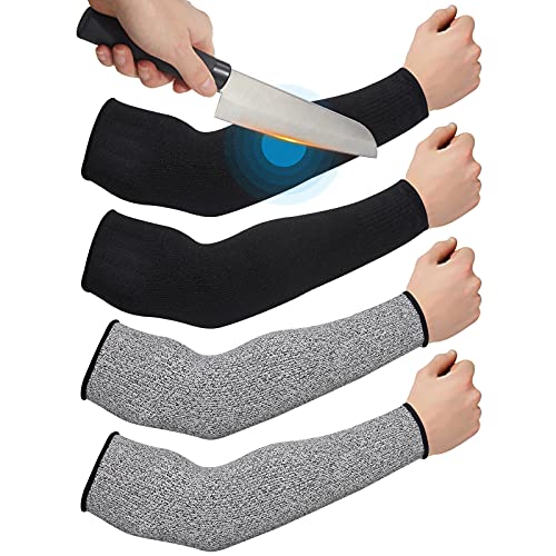 Geyoga 2 Pairs Cut Resistant Sleeves Thin Arm Protectors Arm Guard for Thin Skin and Bruising Sleeves for Men Women(Large,Black, Gray)