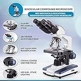 AmScope B120 Series Student & Professional LED Binocular Compound Microscope - 40X-2500X Magnification - Includes 5MP USB Camera & Siedentopf Head