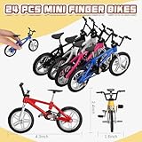 Poen 24 Pcs Kids Mini Finger Bikes Party Favors, Miniature Fidget Bicycle Toy Metal Finger Bikes for Students Class Prizes Birthday Gift Goodie Bag Stuffers Carnival Prizes Christmas Stocking Fillers