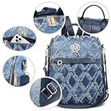 MKP Women Fashion Backpack Purse Jean Denim Handbag Anti-Theft Rucksack Travel College Shoulder Bag with Wristlet