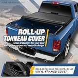 Auto Dynasty Soft Roll-up Truck Bed Tonneau Cover Compatible with 1994-2003 Chevy S10 GMC Sonoma Isuzu Hombre 6Ft Fleetside/Styleside Bed, Matte Black Soft Vinyl Top