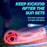 GlowCity Glow in The Dark Soccer Ball | Light Up Indoor/Outdoor Soccer Ball with 2 LED Lights | Pre-Installed Batteries | Fun Gift for Teens