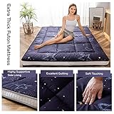 MAXYOYO Black Moon and Star Futon Mattress, Japanese Floor Mattress Quilted Bed Mattress Topper, Extra Thick Folding Sleeping Pad Breathable Floor Lounger Guest Bed for Camping Couch, Full