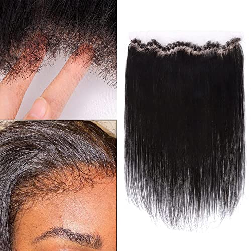 MYSHINYWIGS 13x4 Real HD Lace Frontal, Melt Hd Frontal Closure with Natural 4C Baby Hair Pre Bleached Knots Straight Hd Frontal Pre Plucked Frontal Human Hair Clean Hairline Frontal Closure 18 Inch