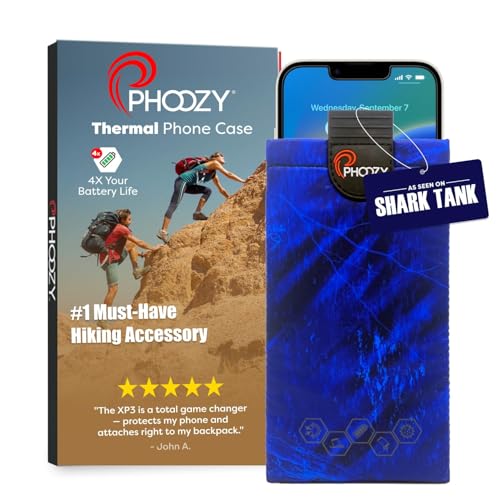 PHOOZY Thermal Phone Case - XP3 Series: Ultra-Rugged Insulated Cell Phone Pouch Prevents Overheating, Extends Battery Life, Drop Protection, Floats in Water, New AGION Lining (Large-Blue)