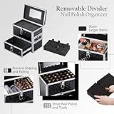 Frenessa Nail Polish Makeup Train Case with Drawer and Dividers Manicure Organizer Accessory Storage Makeup Box With Mirror Lockable Keys Nail Kit Organizer Cosmetic Case Jewelry Box - Black