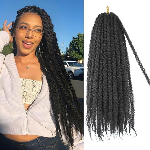 Marley Twist Braiding Hair 18 Inch Marley Hair 8 Packs Kinky Twist Hair Extensions for Afro Kinky Curly Braiding Soft and Natural Crochet Hair (18 Inch 8packs, 1B)