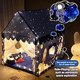 Kids Play Tent Playhouse Indoor Outdoor Boys Toddler Large Castle Play House Spaceship Tent, Outer Space Rocket Blue