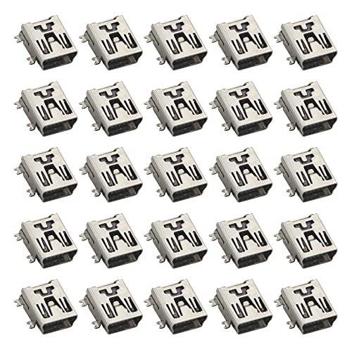 XINGYHENG 100Pcs USB Female Socket Plug Connector 5 Pin Solder Type 180 Degree SMD SMT PCB Jack Socket Repair Replacement Set