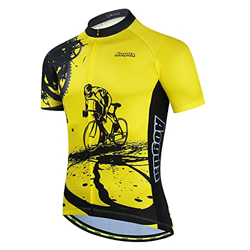Aogda Cycling Jerseys Men Bike Shirts Team Biking Tops Bicycle Short Sleeves Clothing（3X-Large）