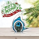 Blue Stripe Tropical Fish Glass Sculpture Home Tabletop Decoration, Christmas Birthday Gift