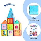 Anbalulu Magnetic Tiles, 63PCS Magnetic Blocks for Kids, Magnet Building Set, Construction Building Set,STEM Sensory Educational Toys Gift for Toddlers Kids 3 4 5 6 7 8 9 Year Old