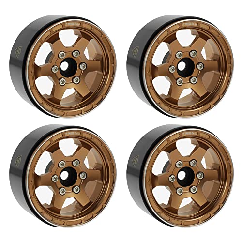 TREAL 1.9 Beadlock Wheels 1.9 inch Wheels (4P) CNC Machined for 1:10 RC Crawlers Axial SCX10 III TRX4 Redcat Gen8-Type H (Copper)
