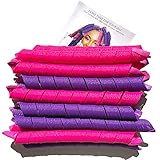 50pcs Heatless Spiral Hair Curlers, 22-Inch Spiral Curlers With 6 Styling Hooks for Long Hair (Purple-Rose Red)