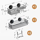 LEVERLOC Shower Caddy Suction Cup, 2 Pack Shelves for Inside with Hooks and Soap holder, NO-Drilling Bathroom Holder, Rustproof Meatl bathroom organizer, Black