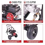 SIMPSON Cleaning CM61083 Clean Machine 3400 PSI Gas Pressure Washer, 2.5 GPM, CRX Engine, Includes Spray Gun and Wand, 4 QC Nozzle Tips, 5/16-in. x 25-ft. MorFlex Hose, 49-State