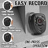 Mini Body Camera Video Recorder Built-in 128GB Memory Card with Night Vision IR & Loop Record HD 1080P, 4-6 HR Battery Life Wearable Police Cam for Home, Outdoor, Law Enforcement, Security Guard