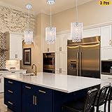 3 Pendant Lights Farmhouse Light Fixtures Kitchen Island Lighting Crystal Hanging Lamp Modern Pendants Ceiling Lamps,for Dinning Room Bedroom Hallway Bar (E26 Base)