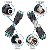 Hmknana 40PCS Male Female Power Connector DC 12V 5.5 x 2.1mm Power Jack Plug Adapter Barrel Connector, BNC Male Female Balun Connector for CCTV Coaxial Cable Surveillance Video Camera Led Strip