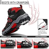 Littleplum Boys Snow Boots Winter Waterproof Antiskid Boots Hiking Outdoor Shoes for Kids(Toddler/Little Kid/Big Kid) Black Red Little Kid Size 12