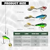 Gxamz Tail Spinner Hard Metal Lures VIB Fishing Baits Jigging Spoons with Treble Hook Kit Sinking Blade Bait for Bass Trout Freshwater (0.5oz(14g)-10#-3pc)