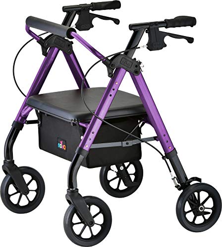 NOVA Medical Products Heavy Duty Bariatric Rollator Walker with Extra Wide Padded Seat, Petite Approx User Height: 4’” – 5’5”