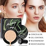 Air Cushion CC Cream Mushroom Head Foundation, Moisturizing BB Cream Makeup Long Lasting Matte Concealer (Natural)