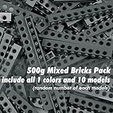 BroTex Technical Parts Kits, 500G Bricks with Holes Parts Pieces Lot - MOC Building Block Accessories Pack