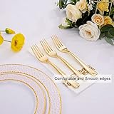 Liacere 200pcs Gold Plastic Forks - Heavyweight Plastic Forks - 7.4 Inch Heavy Duty Plastic Forks - Gold Plastic Silverware Perfect For Parties & Weddings & Restaurants & New Year And Daily Using