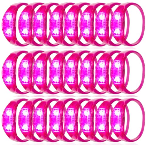 100 Pcs LED Bracelets Sound Activated with Flashing LED Strobe Music Control Light Up Bracelets for Rave, Game Prizes, Birthday Party Favor,Valentine's Day gift (Hot Pink)