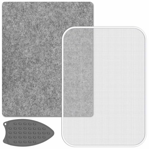 Seloom 17"X13.5" Wool Ironing Mat for Quilters with Iron Mesh Cloth, Wool Pressing Pad Easy Pressed Iron Mat for Retains Heat, Great for Quilting & Sewing Projects