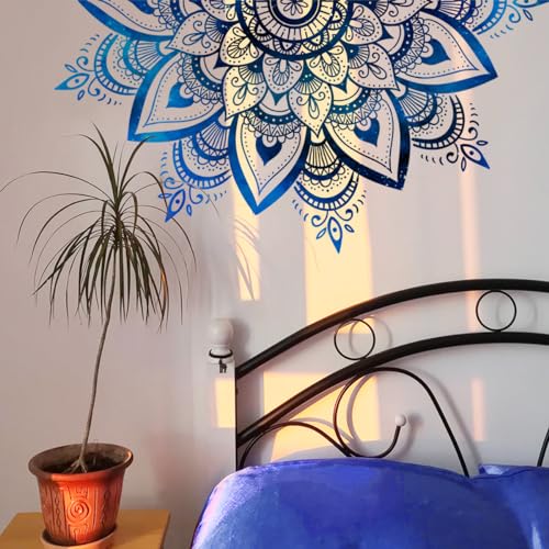 Runtoo Half Mandala Wall Decal Boho Flower Wall Stickers for Living Room Bedroom Headboard Yoga Home Decor