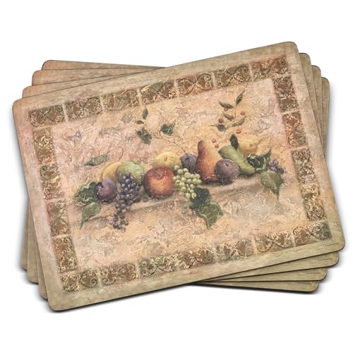 Pimpernel Tuscan Palette Placemats – Set of 4 Cork-Backed Table Mats with Rustic Mediterranean Art, Heat Resistant & Easy to Clean for Everyday Dining & Special Occasions