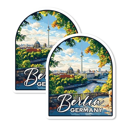 Berlin Germany Magnet 4 Inch 2-Pack Spree City – Strong Vinyl Decorative Travel Magnets for Fridge Locker Kitchen Office – Cute Fun Aesthetic Cool Durable & Long-Lasting Souvenir ID44999
