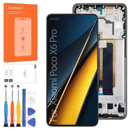 Screen for Xiaomi Poco X6 Pro 5G Screen Replacement for Xiaomi Poco X6 Pro LCD Screen 2311DRK48I Touch Display Digitizer Assembly 2311DRK48G Repair Parts (Black with Frame)