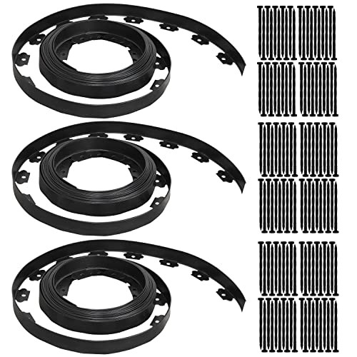 Gardzen 1.5" x 100' Landscape Edging Kit, Garden Edging Coil Comes with 120 Pcs Spikes, No Dig Lawn Border Design