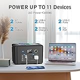 Portable Power Station 600W, Powkey 296Wh Battery Backup with 2 Pure Sine Wave AC Outlets, USB-C PD100W and 2 Wireless Chargers, Solar Generator (Solar Panel Optional) for Outdoor Camping/RVs/Home Use