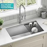 KRAUS Kore 32-Inch Undermount Workstation 16 Gauge Single Bowl Stainless Steel Kitchen Sink with Accessories, KWU110-32