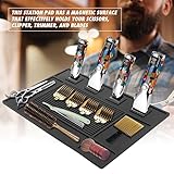 MoyRetty Magnetic Barber Organizer Mat for Clippers(17.7'' x 11.8''), 4 Magnet Professional Anti-Slip Heat Resistant Silicone Pad with Salon Station Accessories for Hair Stylist Clippers Supplies